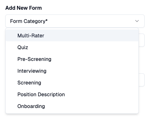 Form Category Selection