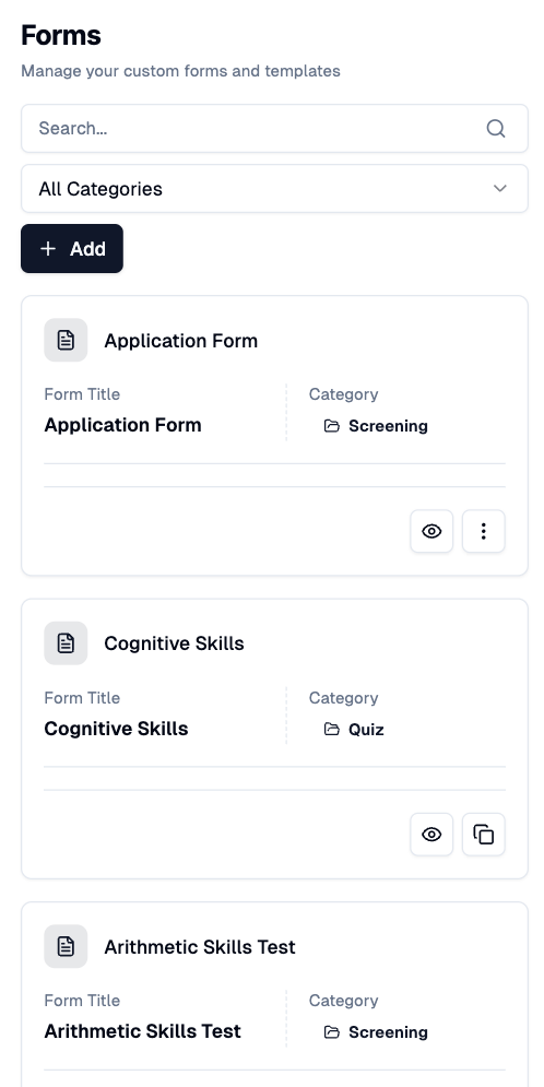 Forms List View