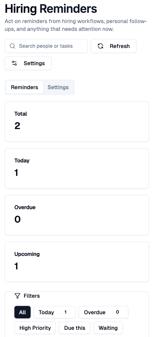 Hiring Reminders Dashboard