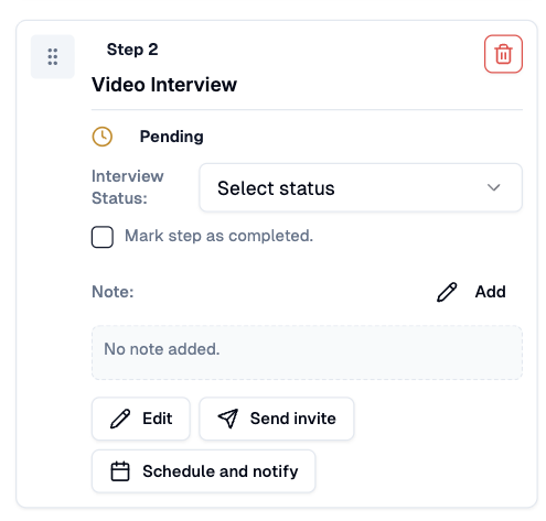 Video Interview scheduling step